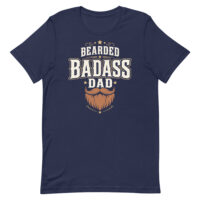 Navy T-shirt reading 'Bearded Badass Dad'