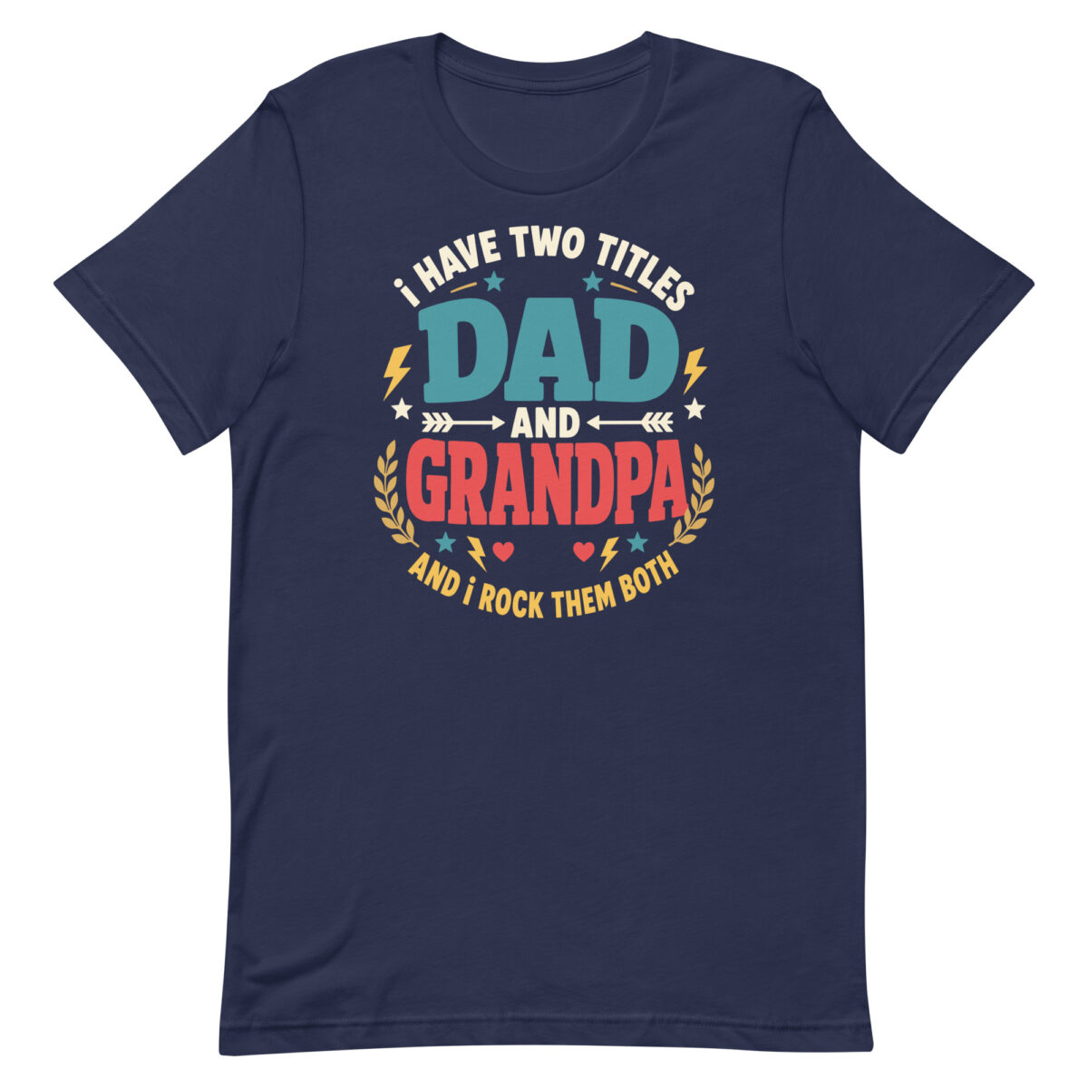 Navy T-shirt with Dad and Grandpa slogan