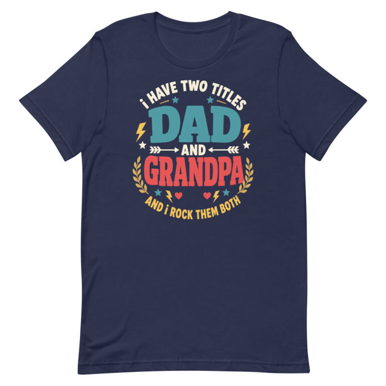 Navy T-shirt with Dad and Grandpa slogan