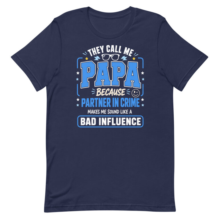 Navy T-shirt with funny Papa quote design