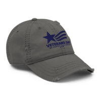 Gray distressed Veterans Day embroidered baseball cap