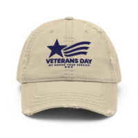 Distressed beige Veterans Day embroidered baseball cap