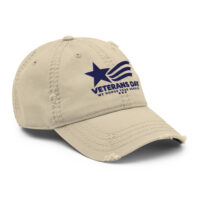 Distressed beige Veterans Day embroidered baseball cap