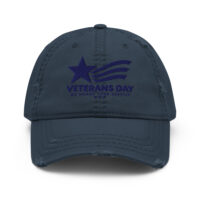 Navy distressed Veterans Day embroidered baseball cap
