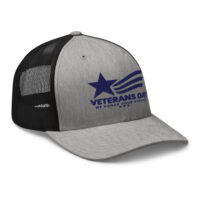 Gray and black Veterans Day embroidered trucker hat