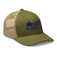 Olive and tan Veterans Day mesh trucker hat