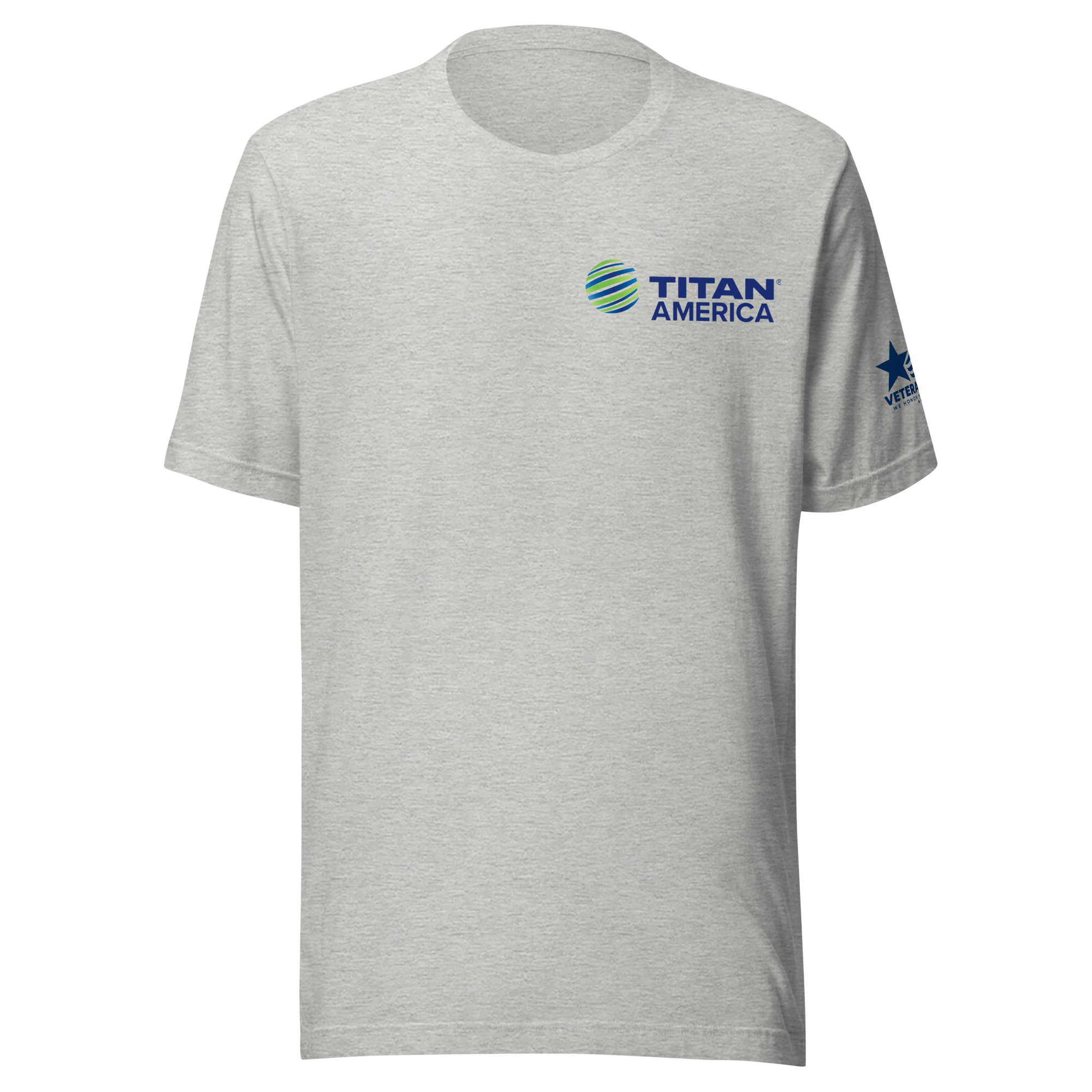 unisex-staple-t-shirt-athletic-heather-front-6ad16d71c6c57.jpg Gray Titan America logo T-shirt with Veterans sleeve emblem