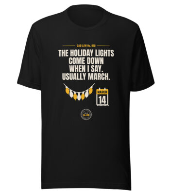 Black Dad Law shirt with holiday lights joke