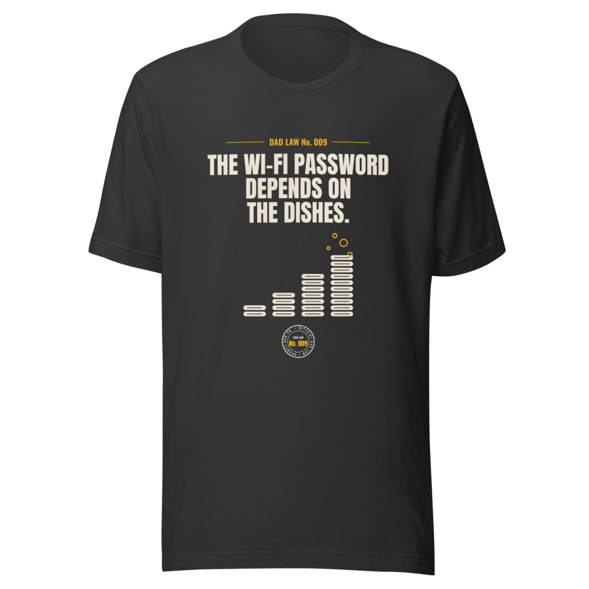 Black Dad Law Wi-Fi password dishes graphic T-shirt