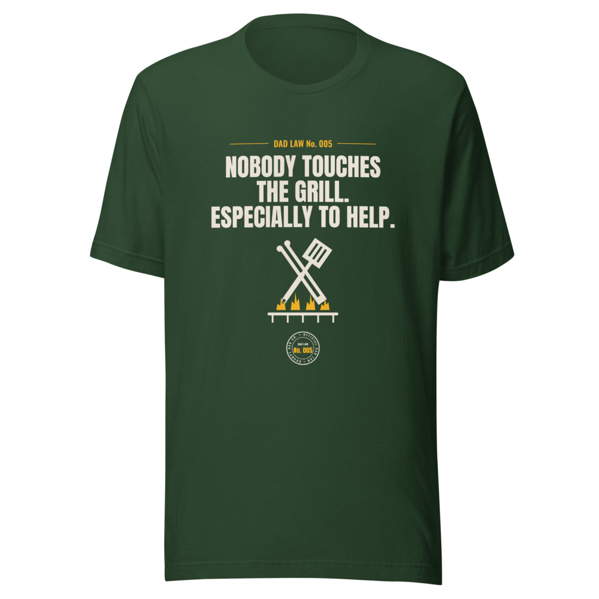 Dark green dad-themed grill humor graphic T-shirt