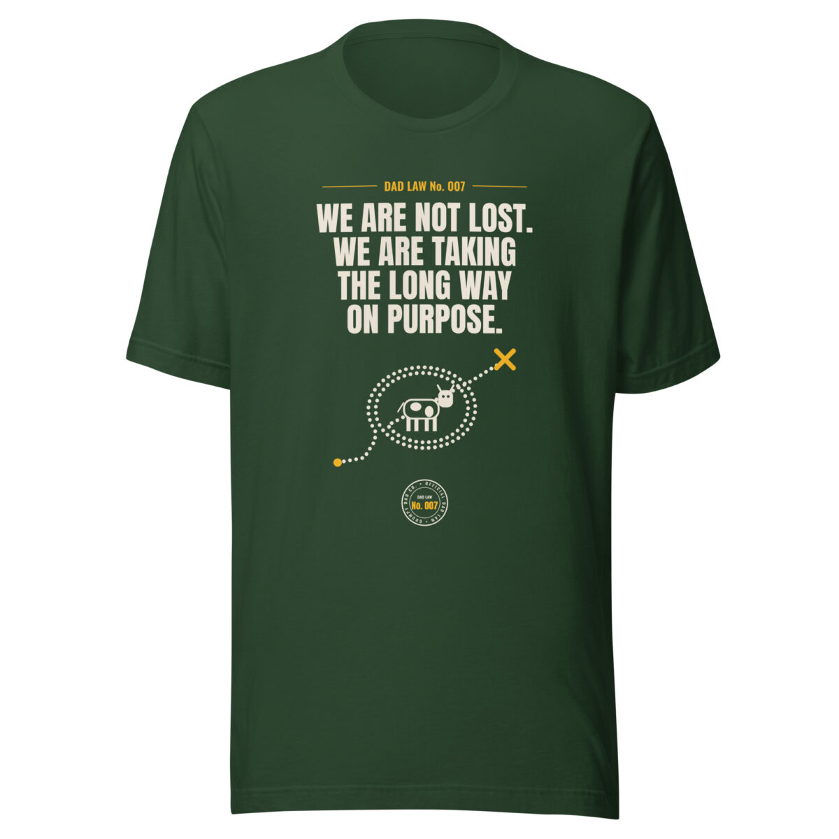 Dark green Dad Law No. 007 graphic T-shirt