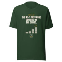 Dark green dad joke T-shirt with Wi-Fi dishes slogan