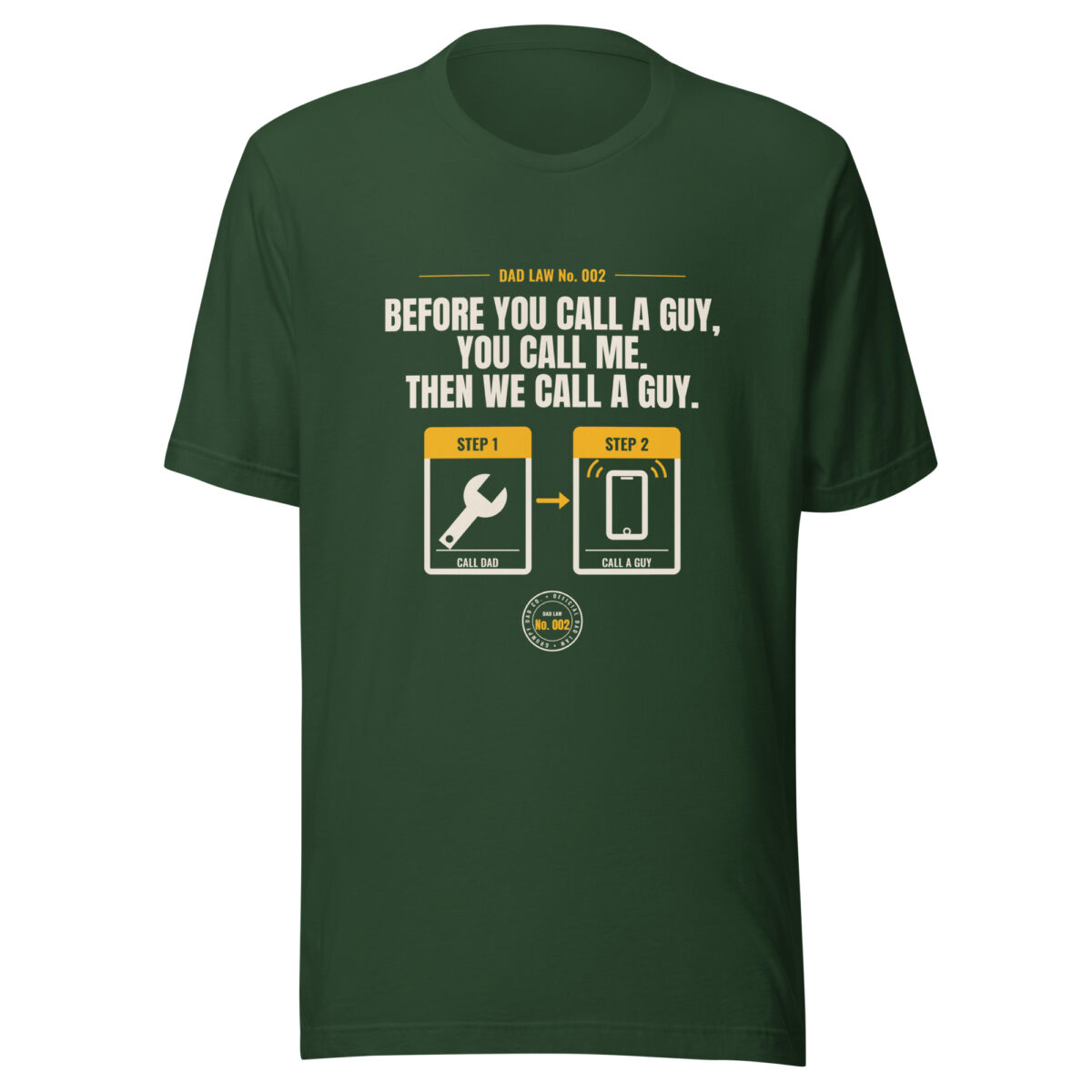 Dark green Dad Law No. 002 graphic T-shirt