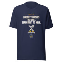 Navy dad grilling T-shirt with humorous slogan