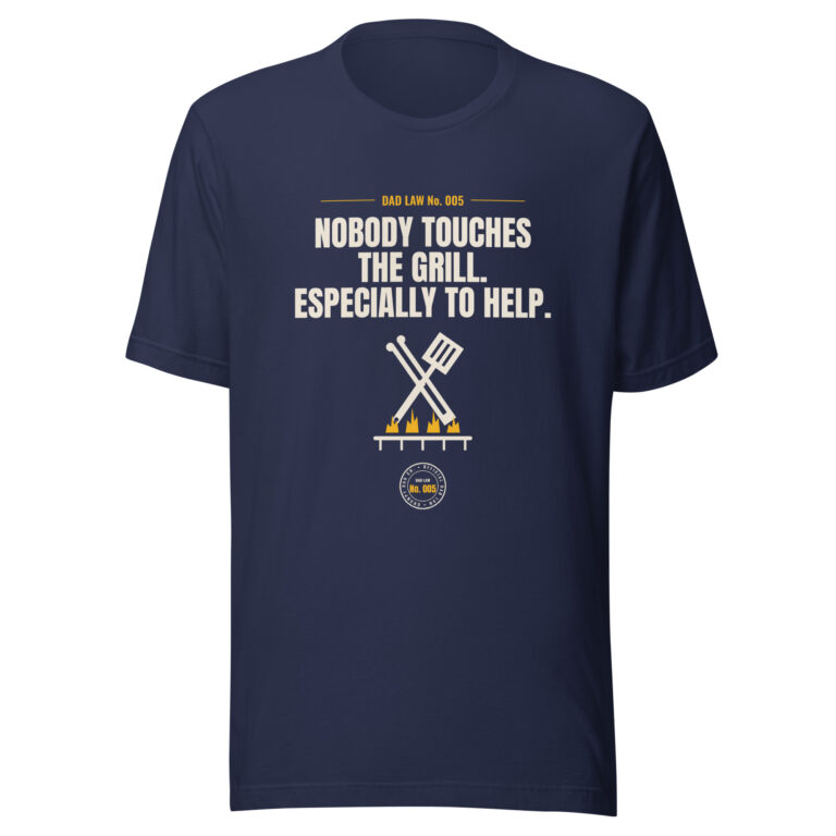 Navy dad grilling T-shirt with humorous slogan