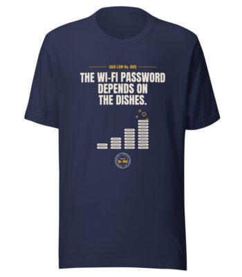 Navy dad joke T-shirt with Wi-Fi password slogan