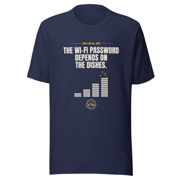 Navy dad joke T-shirt with Wi-Fi password slogan