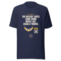 Navy Dad Law shirt about removing holiday lights in March